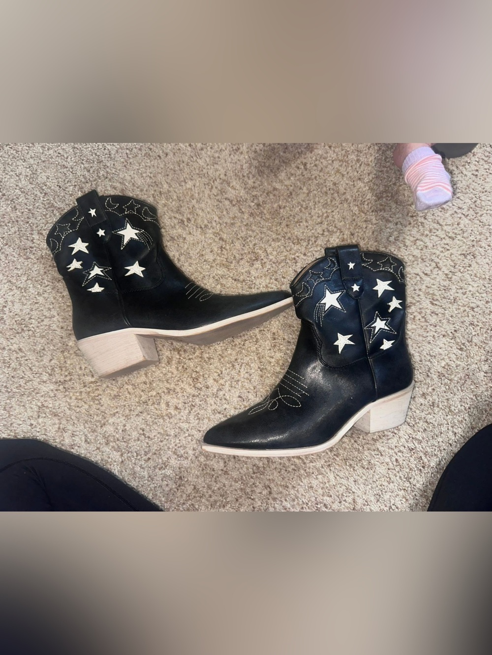 Black Star-Accent Western Ankle Booties - Women